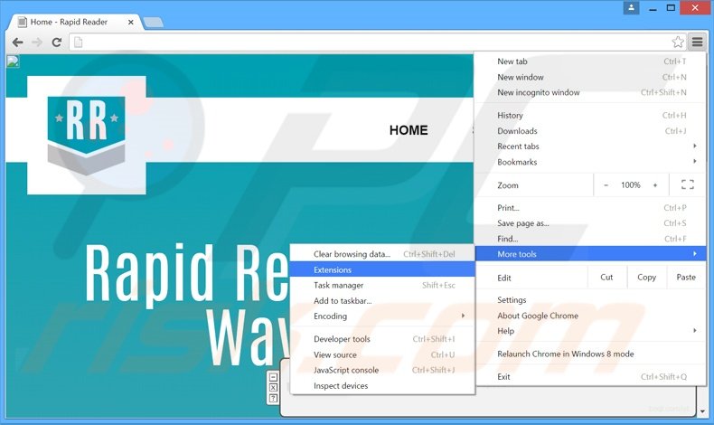 Rimuovere RapidReader adware da Google Chrome step 1