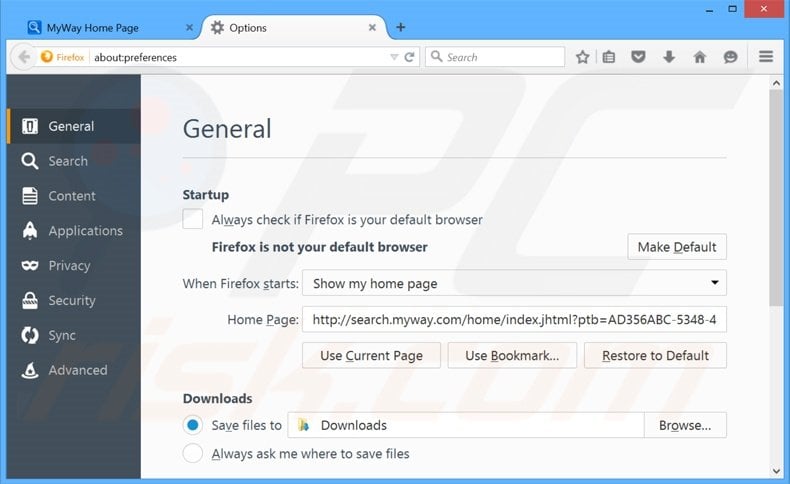 Cambia la tua homepage search.myway.com da Mozilla Firefox