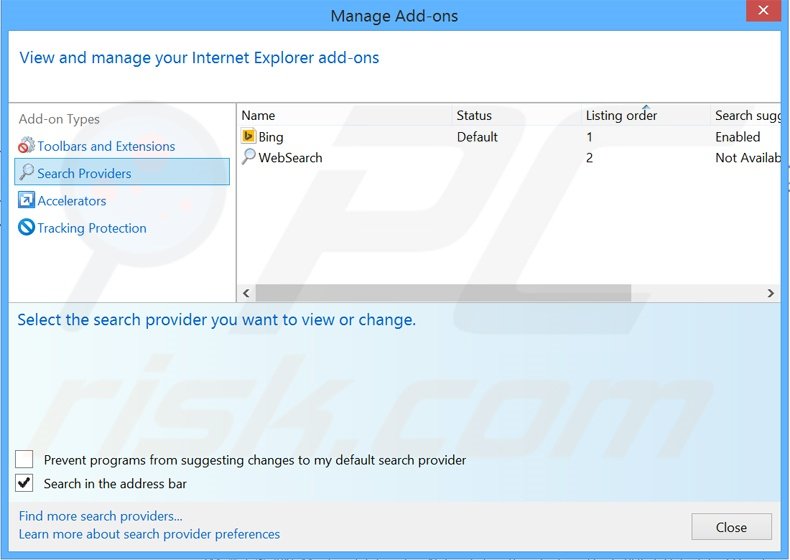 Cambia il motore di ricerca predefinito search.myway.com da Internet Explorer 