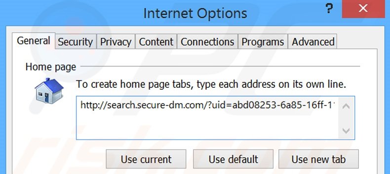 Cambia la tua homepage search.secure-dm.com da Internet Explorer 