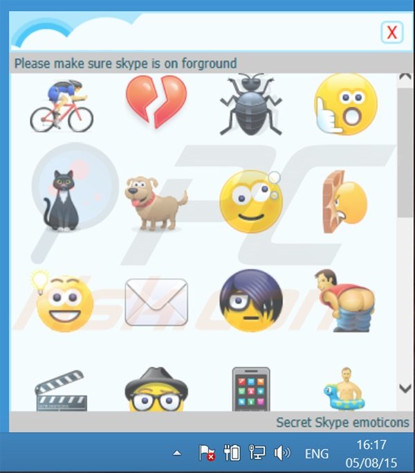 Deceptive SkyeMoji adware-type application