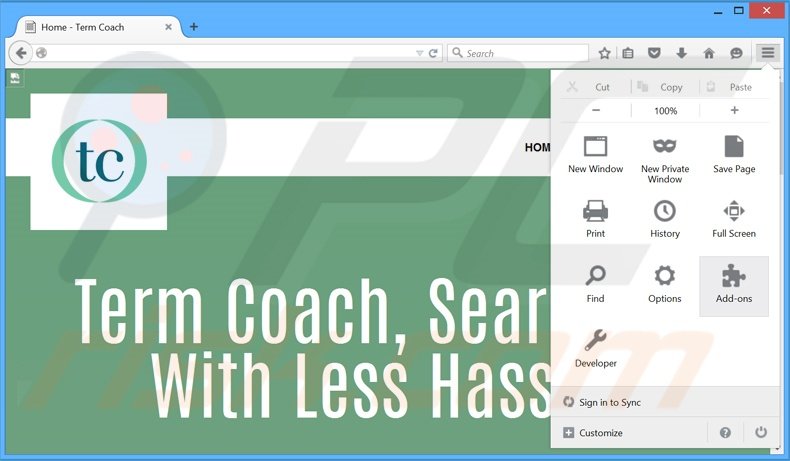 Rimuovere TermCoach adware da Mozilla Firefox step 1