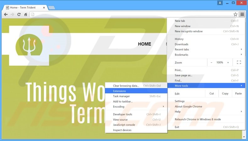 Rimuovere TermTrident adware da Google Chrome step 1