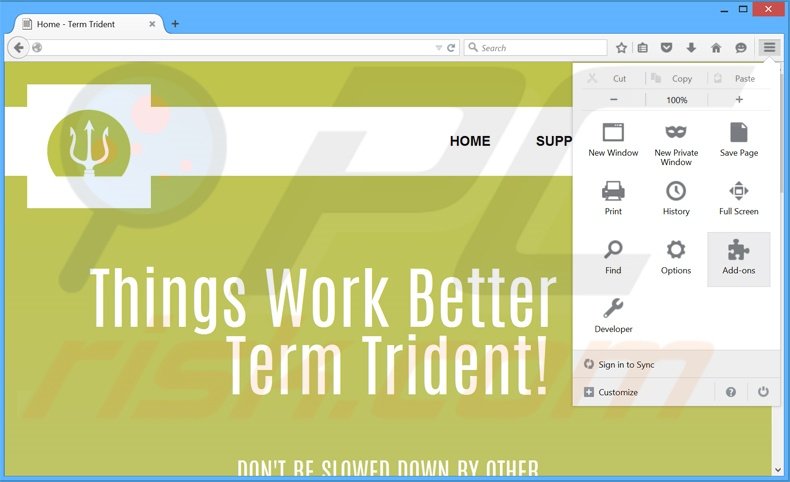 Rimuovere TermTrident adware da Mozilla Firefox step 1