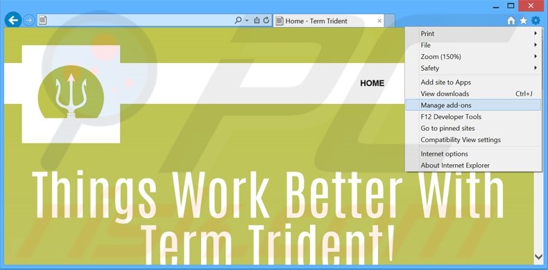 Rimuovere TermTrident adware da Internet Explorer step 1