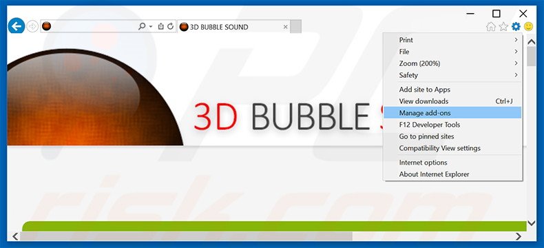 Rimuovere 3D BUBBLE SOUND adware da Internet Explorer step 1