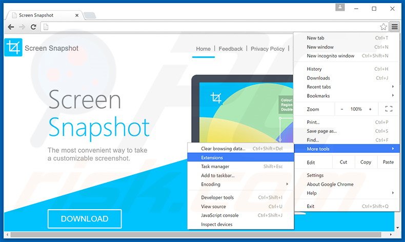 Rimuovere Advanced ScreenSnapshot adware da Google Chrome step 1