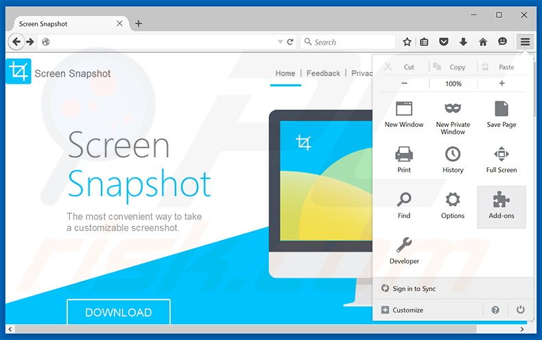 Rimuovere Advanced ScreenSnapshot adware da Mozilla Firefox step 1