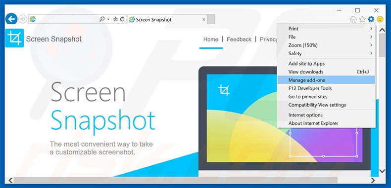 Rimuovere Advanced ScreenSnapshot adware da Internet Explorer step 1