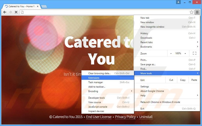 Rimuovere Catered to You adware da Google Chrome step 1