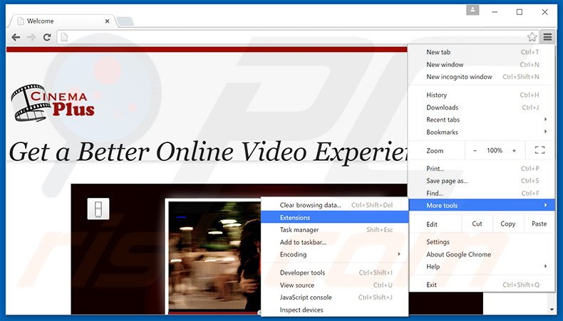 Rimuovere CinemaP adware da Google Chrome step 1