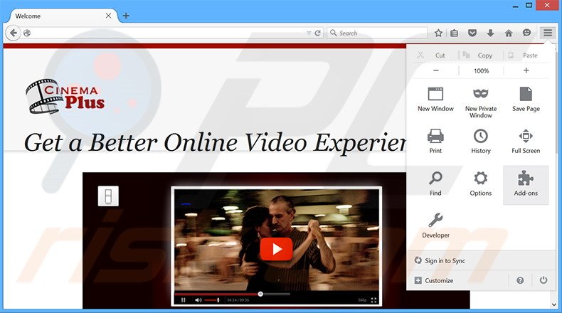 Rimuovere CinePlus adware da Mozilla Firefox step 1