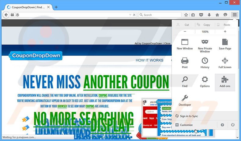 Rimuovere CouponDropDown da Mozilla Firefox step 1