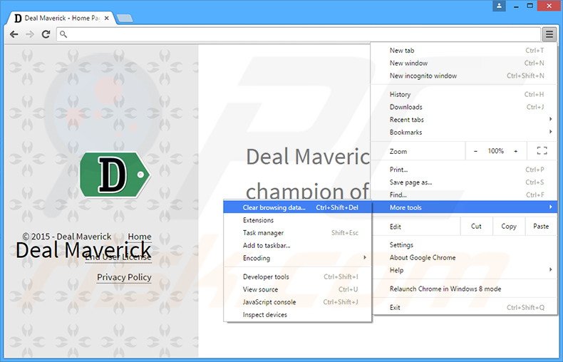 Rimuovere Deal Maverick adware da Google Chrome step 1