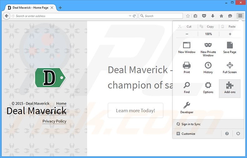 Rimuovere Deal Maverick adware da Mozilla Firefox step 1