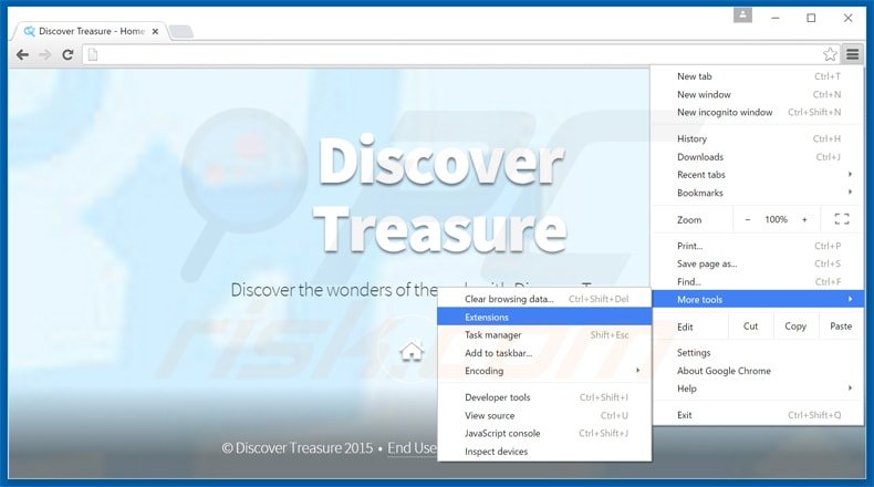 Rimuovere Discover Treasure adware da Google Chrome step 1