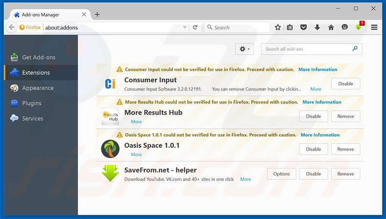 Rimuovere Discover Treasure adware da Mozilla Firefox step 2