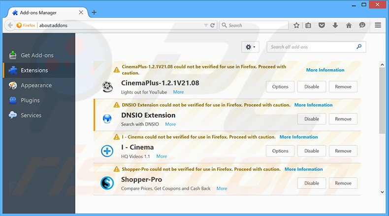 Rimuovere dnsioweb.net da Mozilla Firefox 