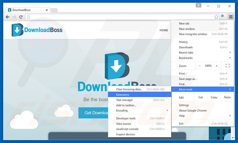 Rimuovere DownloadBoss adware da Google Chrome step 1