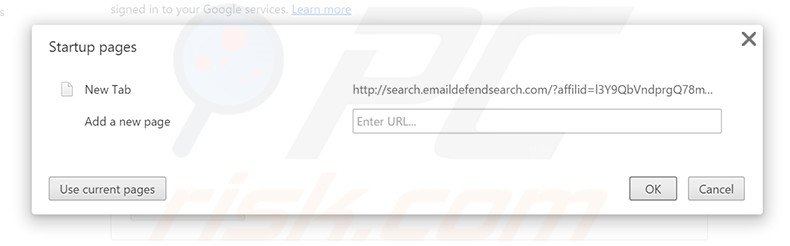 Cambia la tua homepage search.emaildefendsearch.com da Google Chrome