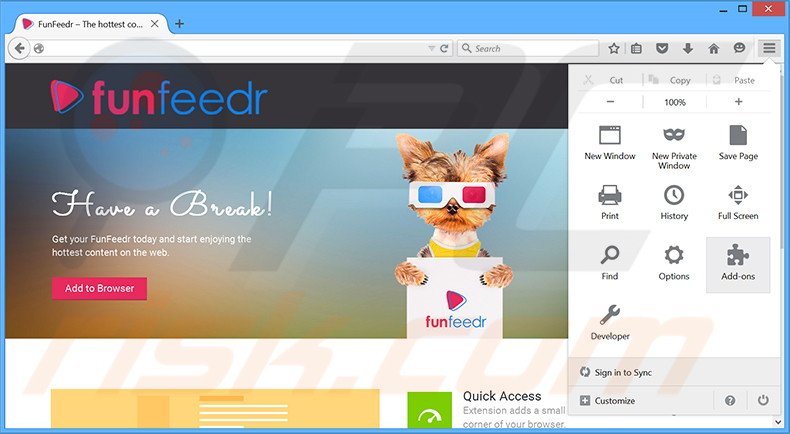 Rimuovere FunFeedr adware da Mozilla Firefox step 1