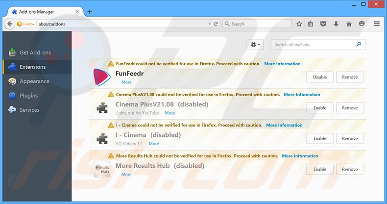 Rimuovere FunFeedr adware da Mozilla Firefox step 2