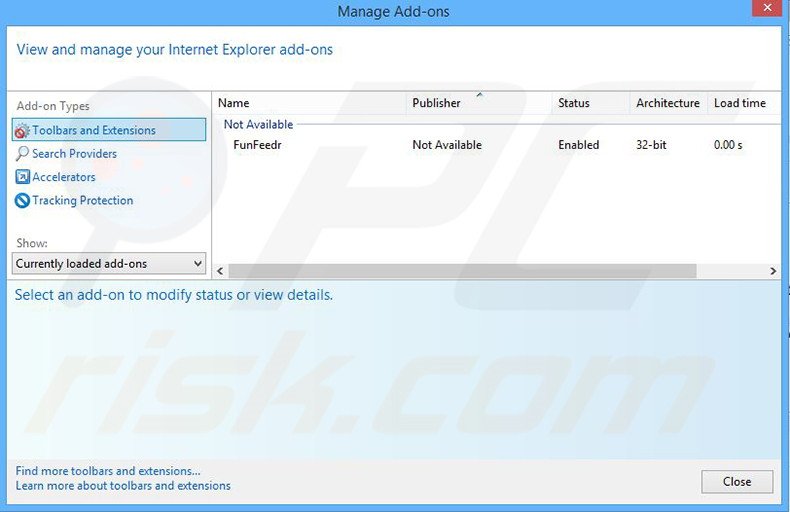Rimuovere FunFeedr adware da Internet Explorer step 2