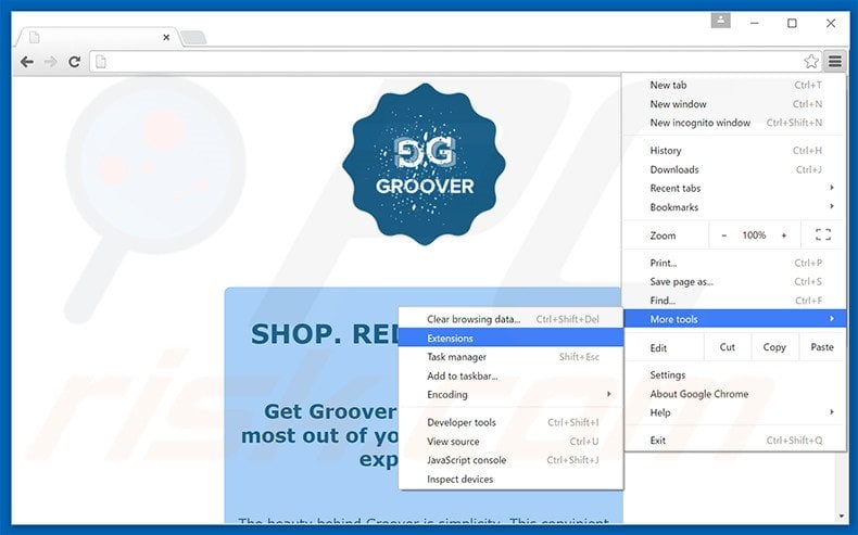 Rimuovere Groover adware da Google Chrome step 1