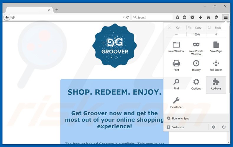 Rimuovere Groover adware da Mozilla Firefox step 1