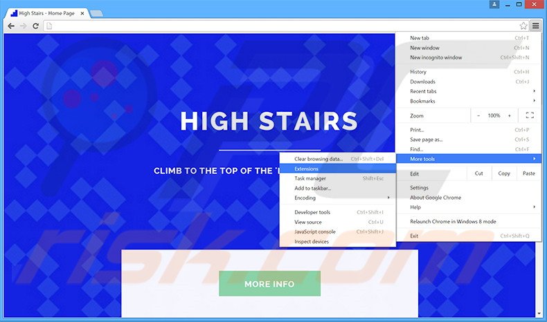 Rimuovere High Stairs adware da Google Chrome step 1