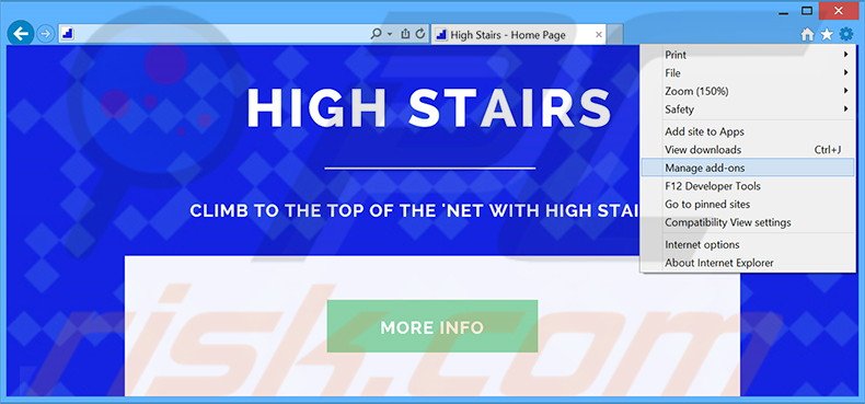 Rimuovere High Stairs adware da Internet Explorer step 1