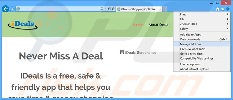 Rimuovere iDeals da Internet Explorer step 1
