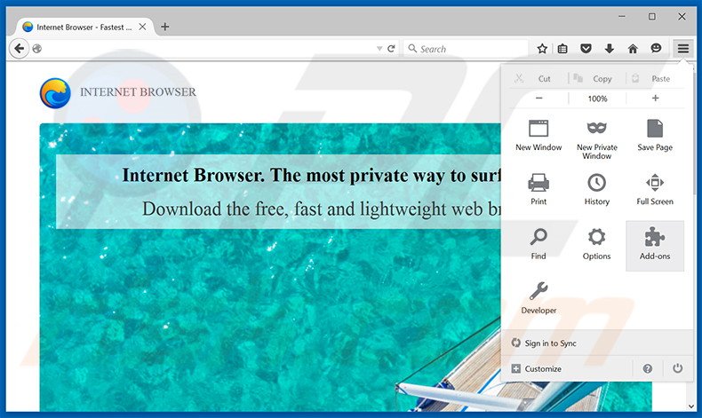 Rimuovere Internet Browser adware da Mozilla Firefox step 1