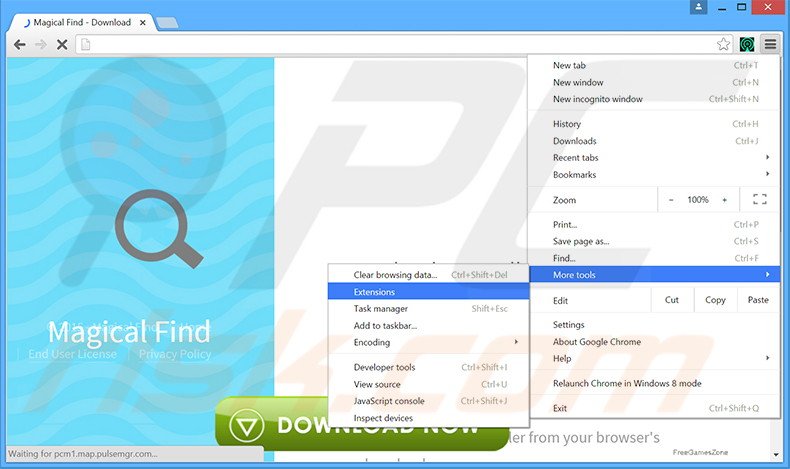 Rimuovere Magical Find adware da  Google Chrome step 1