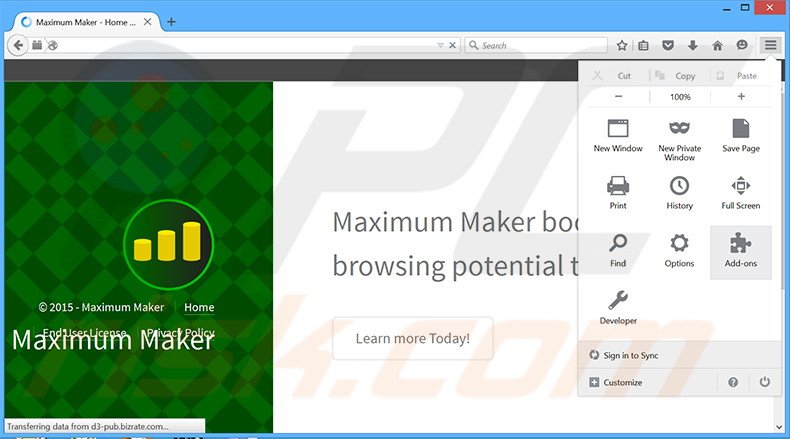 Rimuovere Maximum Maker adware da Mozilla Firefox step 1