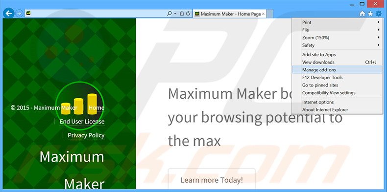 Rimuovere Maximum Maker adware da Internet Explorer step 1