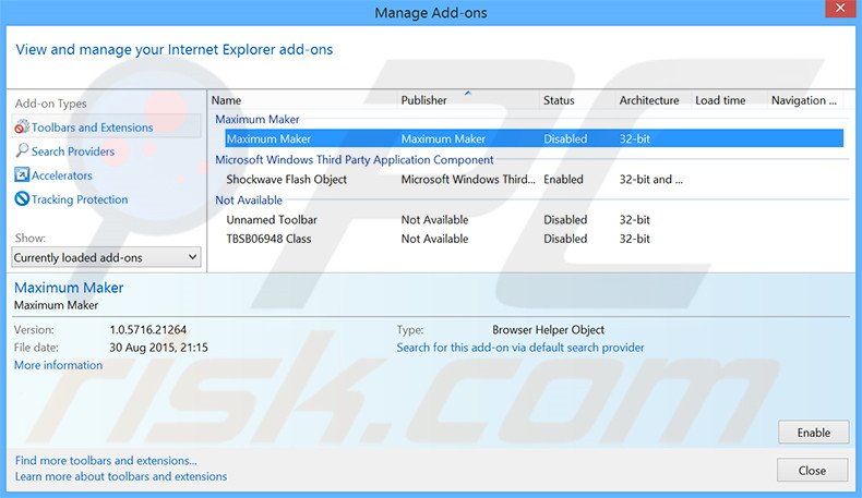 Rimuovere Maximum Maker adware da Internet Explorer step 2