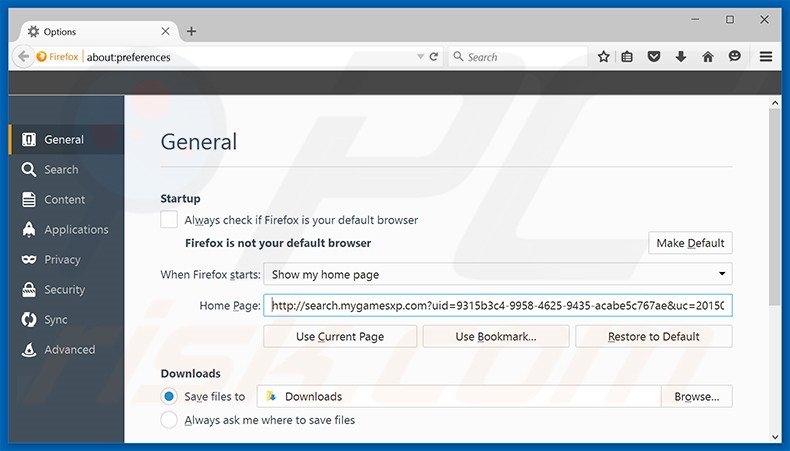 Cambia la tua homepage search.mygamesxp.com da Mozilla Firefox