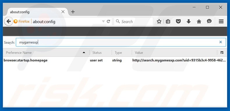 Cambia il tuo motore di ricerca predefinito search.mygamesxp.com da Mozilla Firefox
