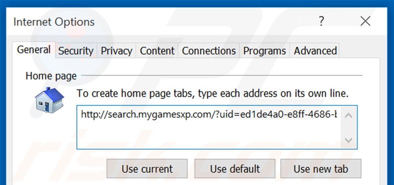 Cambia la tua homepage search.mygamesxp.com da Internet Explorer 