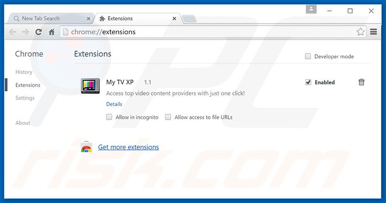 Rimuovere My Television XP da Google Chrome