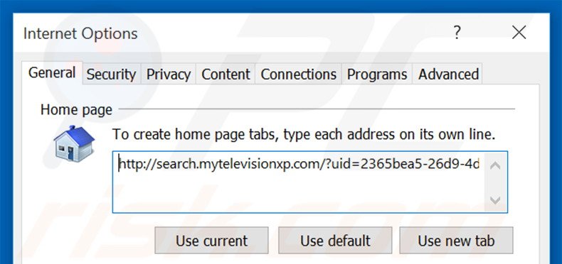 Removing search.mytelevisionxp.com from Internet Explorer homepage