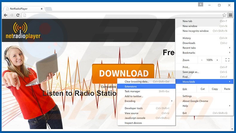 Rimuovere NetRadio adware da Google Chrome step 1