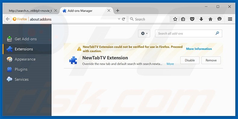 Rimuovere search.newtabtvsearch.com da  Mozilla Firefox