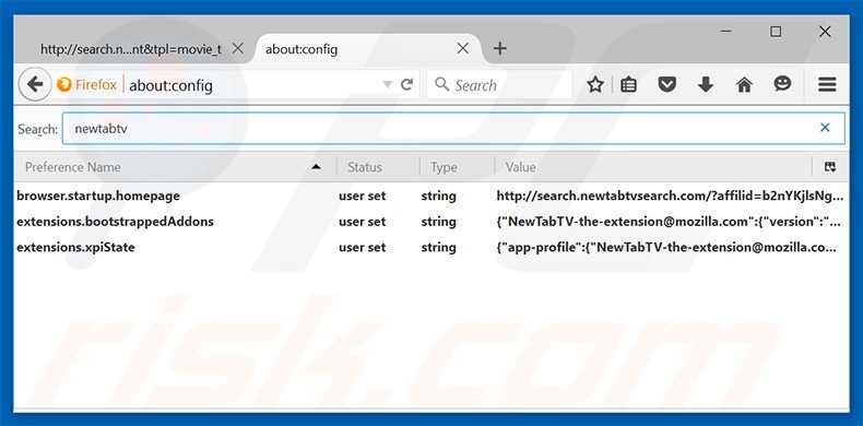 Cambia il tuo motore di ricerca predefinito search.newtabtvsearch.com da Mozilla Firefox