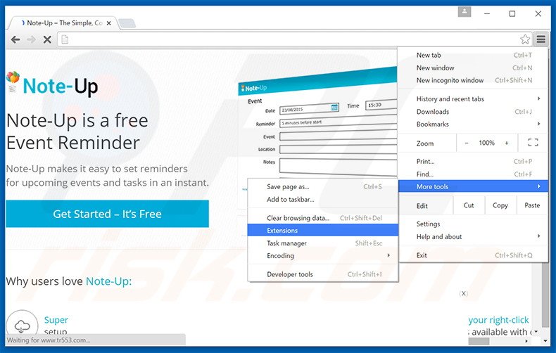 Rimuovere Note-up adware da Google Chrome step 1