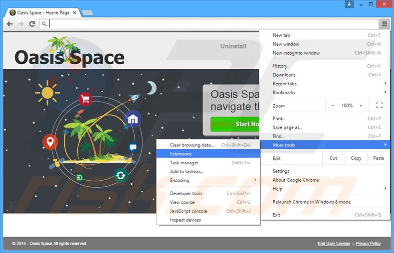 Rimuovere Oasis Space adware da  Google Chrome step 1