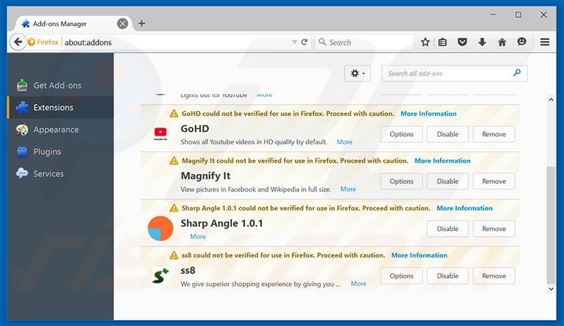 Removing Oh My Coupons ads from Mozilla Firefox step 2