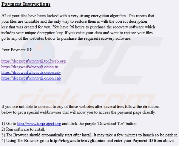 ORX-Locker ransomware payment instructions
