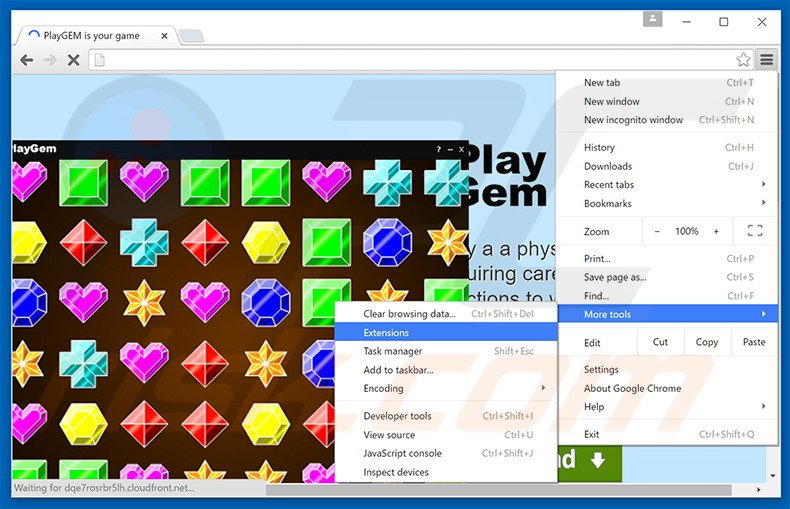 Rimuovere PlayGEM adware da  Google Chrome step 1